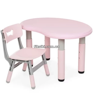 Детский столик Peanut-8 со стульчиком, серо-розовый