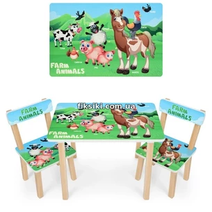 Детский столик 501-85(EN), со стульчиками, ферма