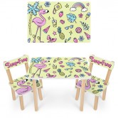 Детский столик 501-131F, со стульчиками, фламинго