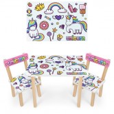 Детский столик 501-132, со стульчиками, единорожка