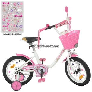 Велосипед детский PROF1 14д. Y1485-1 Ballerina, бело-розовый
