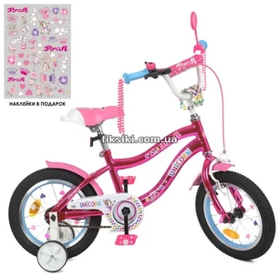 Велосипед детский PROF1 14д. Y14242S Unicorn, малиновый