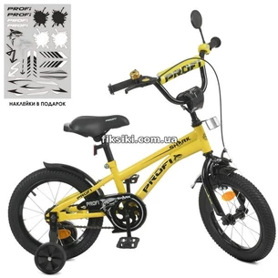 Велосипед детский PROF1 14д. Y14214, Shark, желто-черный
