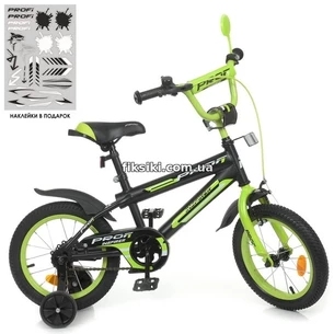 Велосипед детский PROF1 14д. Y14321, Inspirer, черно-салатовый матовый