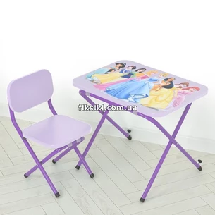 Детский столик Принцессы фиолетовый, со стульчиком | Дитячий столик Принцеси фіолетовий