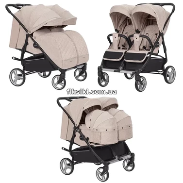 Коляска прогулочная CARRELLO Connect CRL-5502/1 Cotton Beige, для двойни