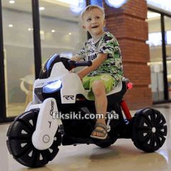 Детский мотоцикл M 4193 EL-1, кожаное сиденье, белый