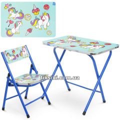 Детский столик A19-BLUE UNI со стульчиком, Единорог