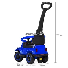 Детская каталка-толокар M 4288-4 Jeep, родительская ручка, синяя фото 33