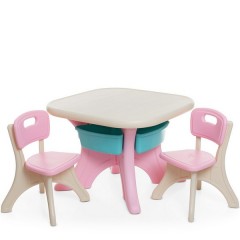 Детский столик ETZY-8 со стульчиками, бежево-розовый | Дитячий столик ETZY-8