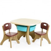 Детский столик ETZY-13, 2 стульчика, бежево-коричневый | Дитячий столик ETZY-13