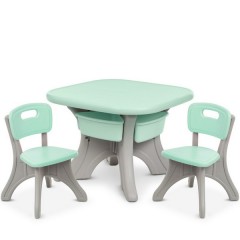Купить Детский столик NEW TABLE-5 со стульчиками, серо-мятный