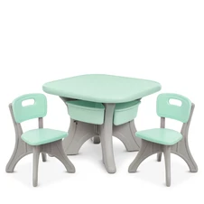 Детский столик NEW TABLE-5 со стульчиками, серо-мятный фото 44