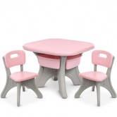 Детский столик NEW TABLE-8 со стульчиками, серо-розовый