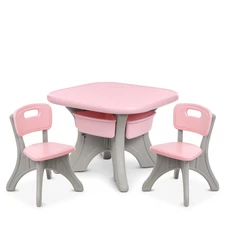 Детский столик NEW TABLE-8 со стульчиками, серо-розовый фото 44