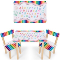 Детский столик 501-77(UA) со стульчиками, карандаши