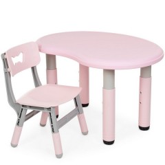 Купить Детский столик Peanut-8 со стульчиком, серо-розовый