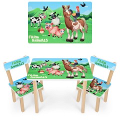 Купить Детский столик 501-85(EN), со стульчиками, ферма