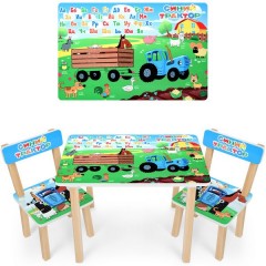 Купить Детский столик 501-87 (UA), со стульчиками, синий трактор