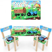 Детский столик 501-87 (UA), со стульчиками, синий трактор