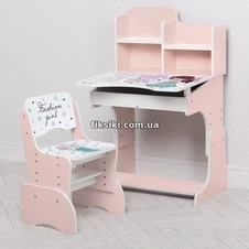 Детская парта W 2071-98-2, со стульчиком, модная девочка , розовая фото 11