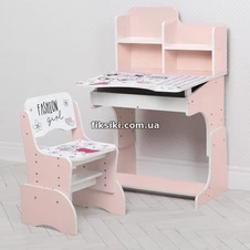 Детская парта W 2071-99-2 со стульчиком, девочка , розовая фото 11
