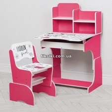 Детская парта W 2071-99-3 со стульчиком, девочка , малиновая фото 11