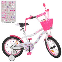 Купить Детский велосипед PROF1 16д. Y16244-1 Unicorn, бело-малиновый