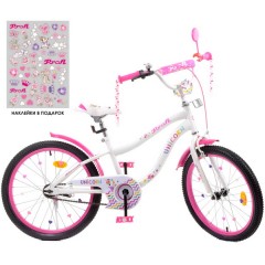 Велосипед детский PROF1 20д. Y20244, Unicorn, бело-малиновый