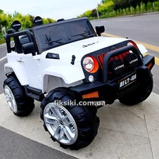 Детский электромобиль T-7847 EVA WHITE Jeep, мягкие колеса , белый фото 33