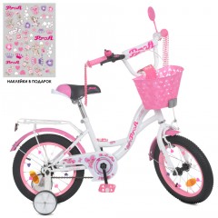 Купить Велосипед детский 14д. Y1425-1, Butterfly, бело-розовый