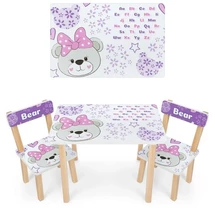 Детский столик 501-120(EN), со стульчиками, белый мишка