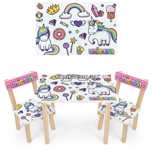 Детский столик 501-132, со стульчиками, единорожка