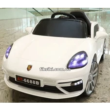 Детский электромобиль T-7660 EVA WHITE, Porsche, мягкие колеса , белый фото 11
