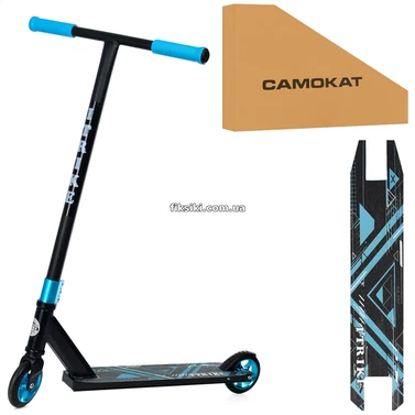 Детский самокат SR 2-066-6-B2 трюковый, черный с голубым