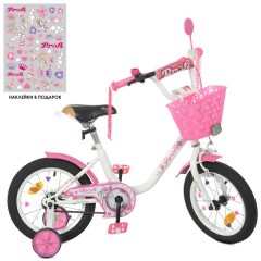 Купить Велосипед детский PROF1 14д. Y1485-1 Ballerina, бело-розовый