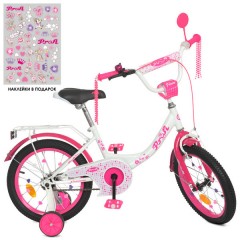 Купить Велосипед детский PROF1 16д. Y1614, Princess, бело-малиновый