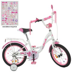 Купить Велосипед детский PROF1 16д. Y1625, Butterfly, бело-розовый