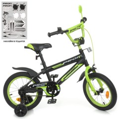 Купить Велосипед детский PROF1 14д. Y14321, Inspirer, черно-салатовый матовый
