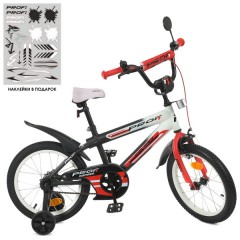 Купить Велосипед детский PROF1 14д. Y14325, Inspirer, черно-бело-красный матовый