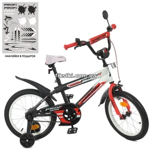 Велосипед детский PROF1 14д. Y14325, Inspirer, черно-бело-красный матовый
