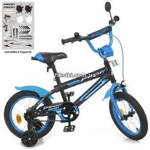 Велосипед детский PROF1 14д. Y14323-1, Inspirer, черно-синий матовый