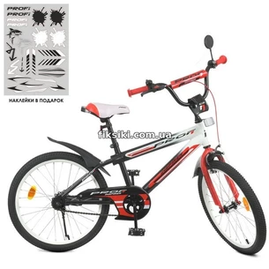 Велосипед детский PROF1 20д. Y20325-1, Inspirer, черно-бело-красный матовый