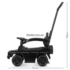 Детская каталка-толокар 653-2, Mercedes, с родительской ручкой , черная фото 44