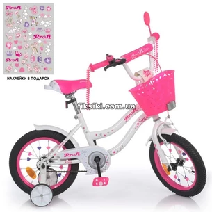 Детский велосипед PROF1 14д. Y1494-1, Star, бело-малиновый