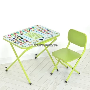 Детский столик Абетка лайм со стульчиком | Дитячий столик Абетка лайм