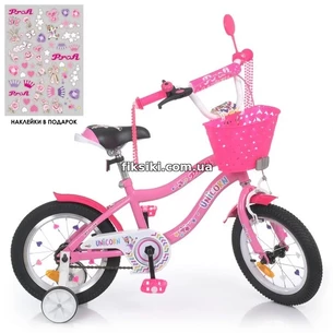 Велосипед детский PROF1 14д. Y14241-1K Unicorn, с корзинкой