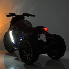 Детский мотоцикл M 5048EL-1, кожаное сиденье , белый фото 13