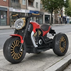 Детский мотоцикл M 5048EL-3, кожаное сиденье , красный фото 55