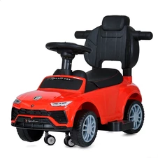 Каталка-толокар M 5044 L-3 Lamborghini, кожаное сиденье , красная фото 66